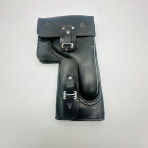 German Cold War NVA Flare Gun Holster Black Leather East German Military Surplus